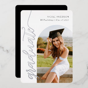 Invitation En Aluminium Élégant Script Graduation Party Arch Photo Arch Si