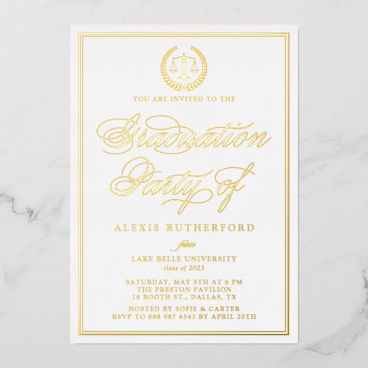 Invitation En Aluminium Élégant Script Law School Graduation Party (Recto)