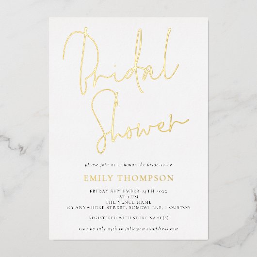 Invitation En Aluminium Élégant Script Mariage Classe Réel (Recto)