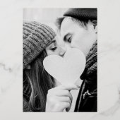 Invitation En Aluminium Élégant Script Mariage de photo Coeur (Verso)