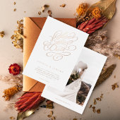 Invitation En Aluminium Élégant Script Mariage Enregistrer La Date Rose Or
