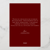 Invitation En Aluminium Élégant Script Maroon Gold Photo Graduation (Verso)