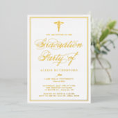 Invitation En Aluminium Élégant Script Médicale School Graduation Party (Debout devant)