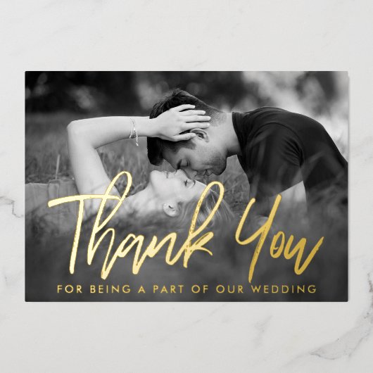 Invitation En Aluminium Élégant Script Merci photo Real (Recto)