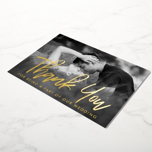 Invitation En Aluminium Élégant Script Merci photo Real (Rotation)