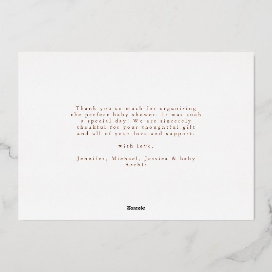 Invitation En Aluminium Élégant Script Minimal 3 Photo Nouveau Merci bébé (Verso)