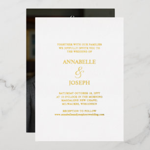 Invitation En Aluminium Élégant script minimal Formal Mariage photo blanc