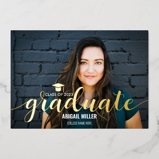 Invitation En Aluminium Élégant Script moderne Graduate Graduate (Recto)