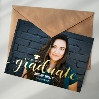 Invitation En Aluminium Élégant Script moderne Graduate Graduate