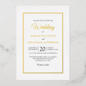 Invitation En Aluminium Élégant script moderne photo Mariage Gold Foil (Recto)