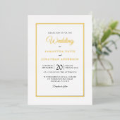 Invitation En Aluminium Élégant script moderne photo Mariage Gold Foil (Debout devant)