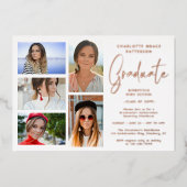 Invitation En Aluminium Élégant Script Multi Photo Graduation Party (Recto)
