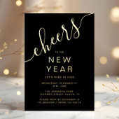 Invitation En Aluminium Elegant Script New Year Party Gold