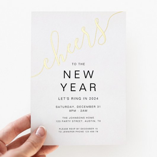 Invitation En Aluminium Élégant Script New Year's Eve Party