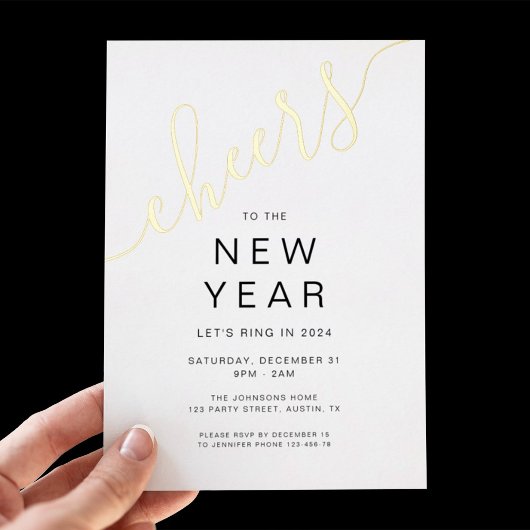 Invitation En Aluminium Élégant Script New Year's Eve Party
