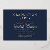 Invitation En Aluminium Élégant Script Photo Blue College Graduation Party (Verso)