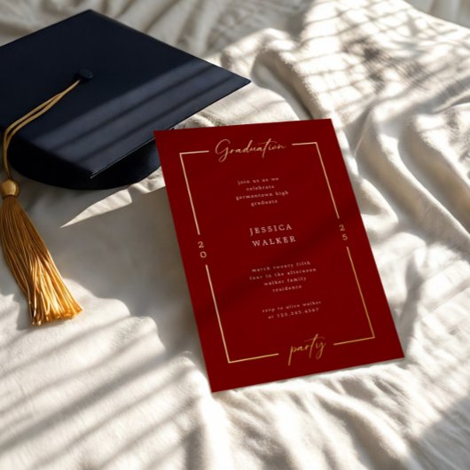 Invitation En Aluminium Élégant Script Photo Foil Graduation Party