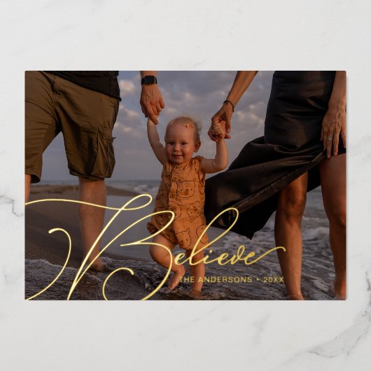 Invitation En Aluminium Élégant Script Police Typographie Croire Holiday (Recto)