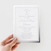 Invitation En Aluminium Élégant Script Première Communion Argent