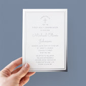 Invitation En Aluminium Élégant Script Première Communion Argent