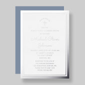 Invitation En Aluminium Élégant Script Première Communion Argent