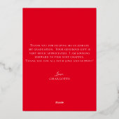 Invitation En Aluminium Élégant Script Red Gold Photo Graduation (Verso)