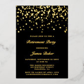Invitation En Aluminium Élégant Script Retraite Party Noir & Or (Recto)