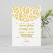 Invitation En Aluminium Élégant script romantique Golden Pearls Mariage Go (Debout devant)