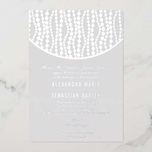 Invitation En Aluminium Élégant Script romantique Gris perles Mariage Arge (Recto)