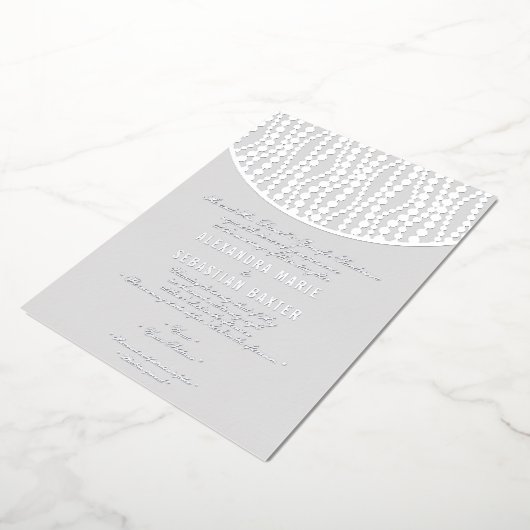 Invitation En Aluminium Élégant Script romantique Gris perles Mariage Arge (Rotation)