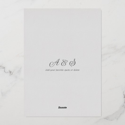 Invitation En Aluminium Élégant Script romantique Gris perles Mariage Arge (Verso)