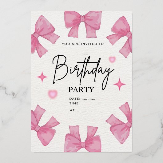 Invitation En Aluminium Elegant Script & Rose Gold Photo Birthday Card (Recto)