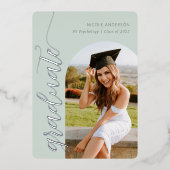 Invitation En Aluminium Élégant Script Sage Graduation Party Arch Photo (Recto)