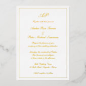Invitation En Aluminium Élégant Script Simple Formal Monogramme Mariage Or (Recto)