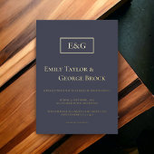Invitation En Aluminium Élégant Script simple Monogramme Bleu Mariage mode