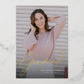 Invitation En Aluminium Élégant script simple une photo graduation invitat (Recto)