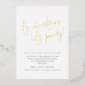 Invitation En Aluminium Élégant Script Son Noël Lets Party Luxe (Recto)