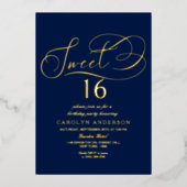 Invitation En Aluminium Élégant Script Sweet 16 Anniversaire Réel (Recto)