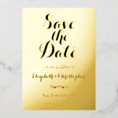 Invitation En Aluminium Élégant Script Wedding Enregistrer la date Black G (Recto)