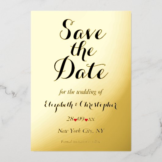 Invitation En Aluminium Élégant Script Wedding Enregistrer la date Black G (Recto)