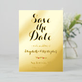 Invitation En Aluminium Élégant Script Wedding Enregistrer la date Black G (Debout devant)