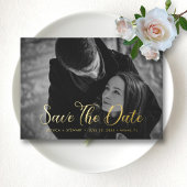 Invitation En Aluminium Élégant Script Wedding Enregistrer la date Photo p
