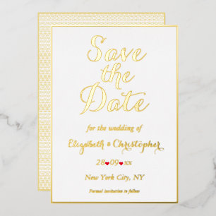 Invitation En Aluminium Élégant Script White Gold Wedding Enregistrer la d