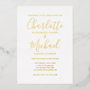 Invitation En Aluminium Élégant signature Script Calligraphie Mariage Or