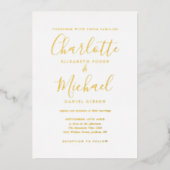 Invitation En Aluminium Élégant signature Script Calligraphie Mariage Or (Recto)