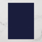 Invitation En Aluminium Élégant Signature Script Marine Blue Mariage Gold (Verso)