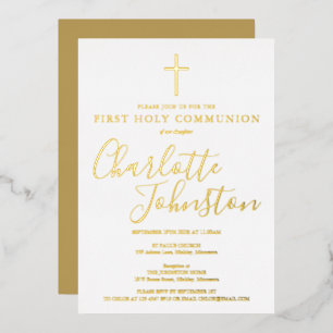 Invitation En Aluminium Élégant Signature Script Première Communion sainte