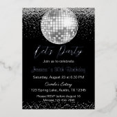 Invitation En Aluminium Elégant Silver Disco Ball Faisons la fête Annivers (Recto)