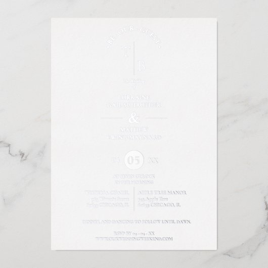 Invitation En Aluminium Elegant Simple Chic Initials Modern Photo Couple (Recto)