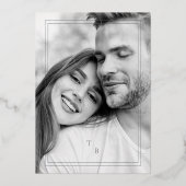 Invitation En Aluminium Elegant Simple Chic Initials Modern Photo Couple (Verso)